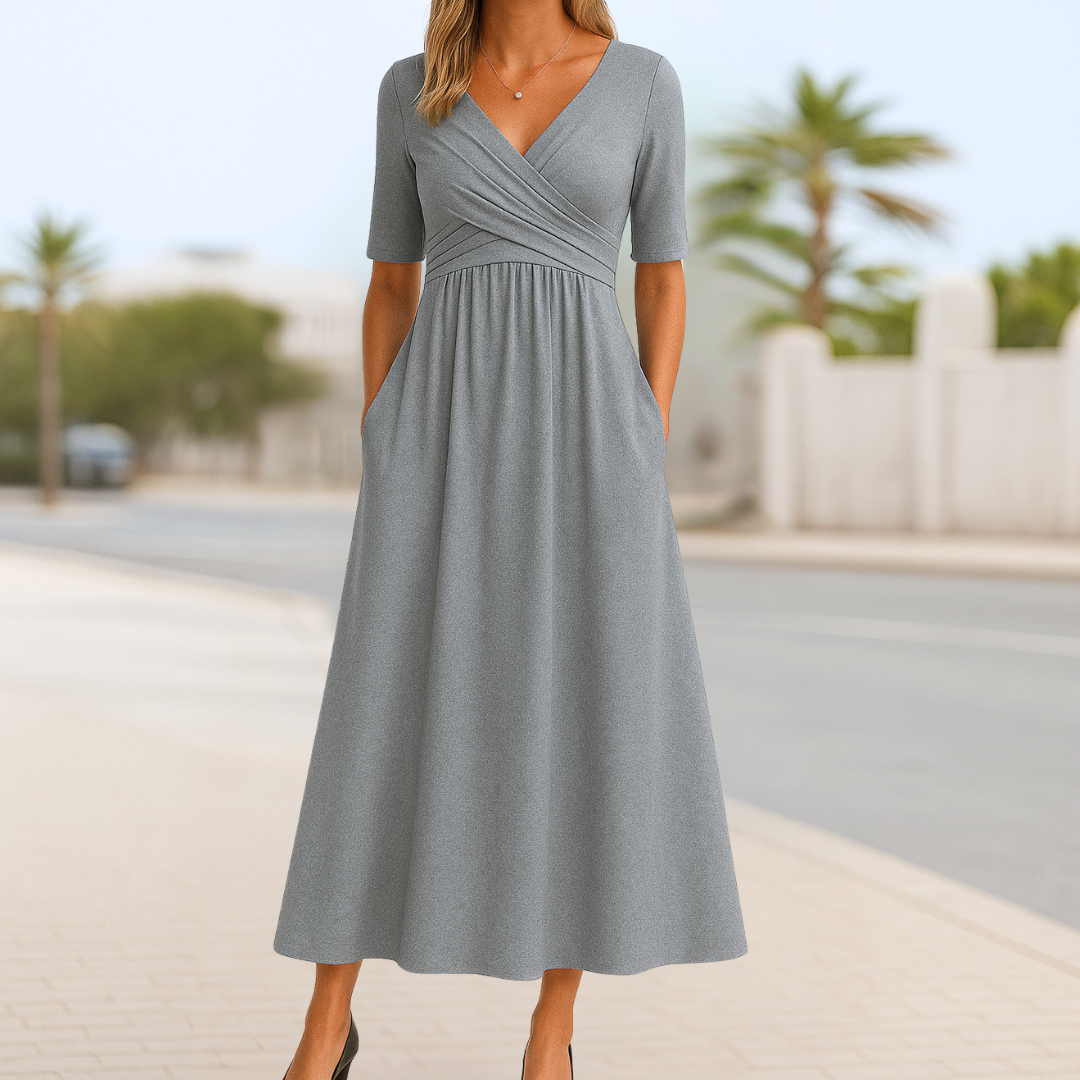 Sylwia™ | Elegantné šaty s krátkym rukávom a prekríženým výstrihom