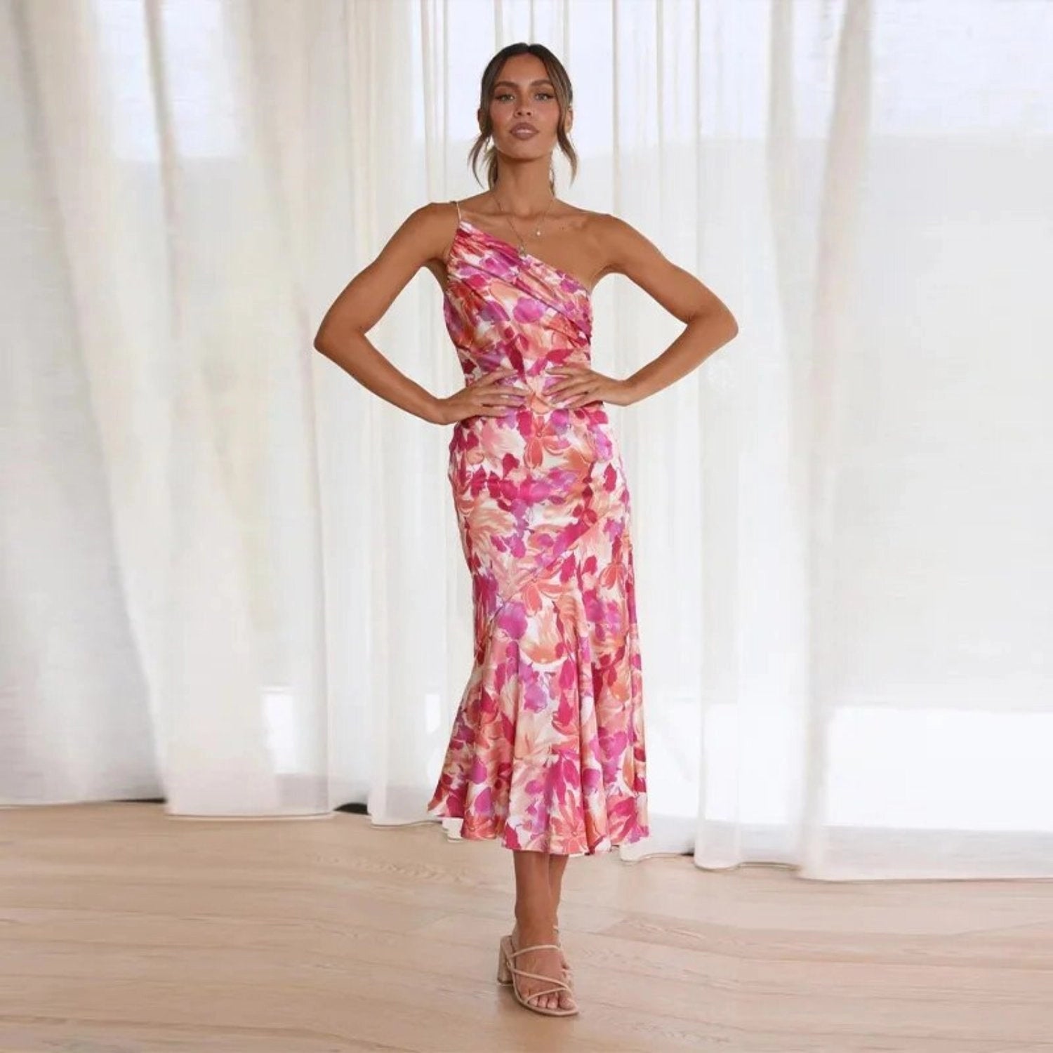 Scarlet | Asymmetrical Floral Maxi Dress